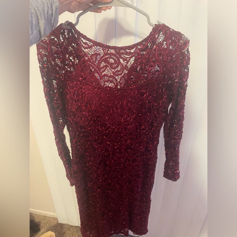 Elegant Burgundy Lace Dress